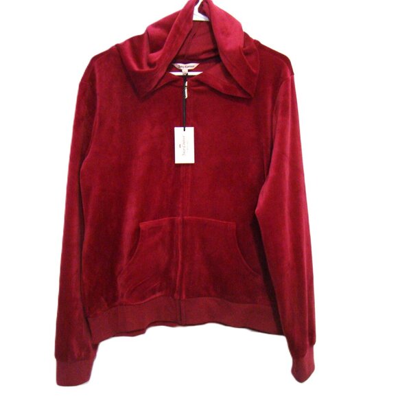 Juicy Couture Womens Velour Sweatshirt Hoodie Full Zip Hot Pink Fuchsia Large - Picture 2 of 9